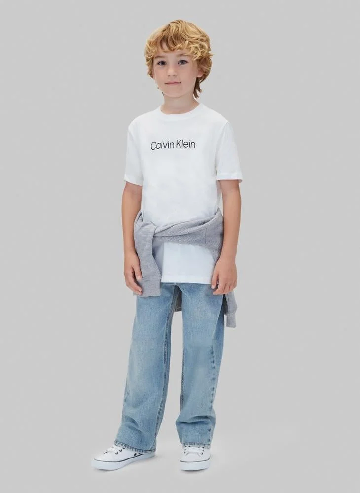 Calvin Klein Jeans Brightwhite/Pvhblack 2-Pack Logo Crew Neck T-Shirts for Men | Best Price UAE