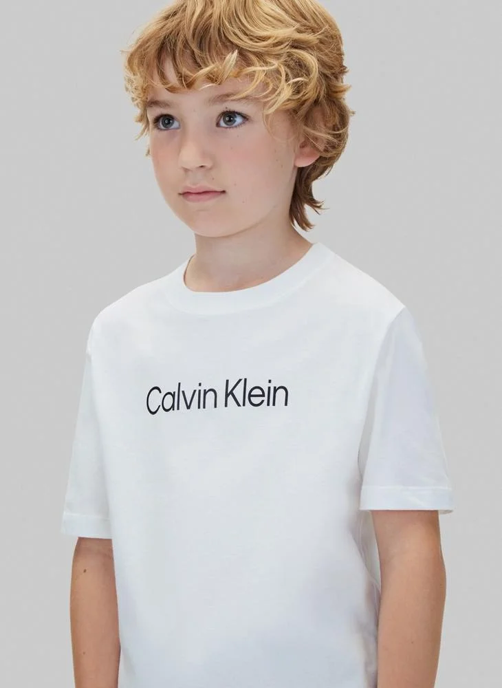 Calvin Klein Jeans Brightwhite/Pvhblack 2-Pack Logo Crew Neck T-Shirts for Men | Best Price UAE
