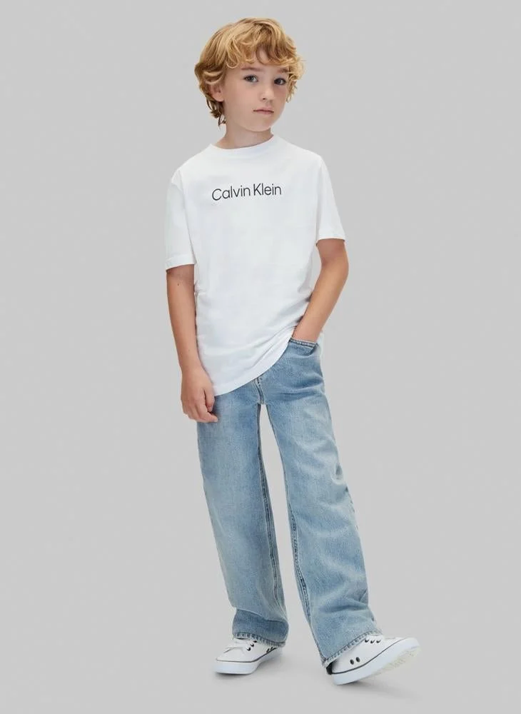 Calvin Klein Jeans Brightwhite/Pvhblack 2-Pack Logo Crew Neck T-Shirts for Men | Best Price UAE
