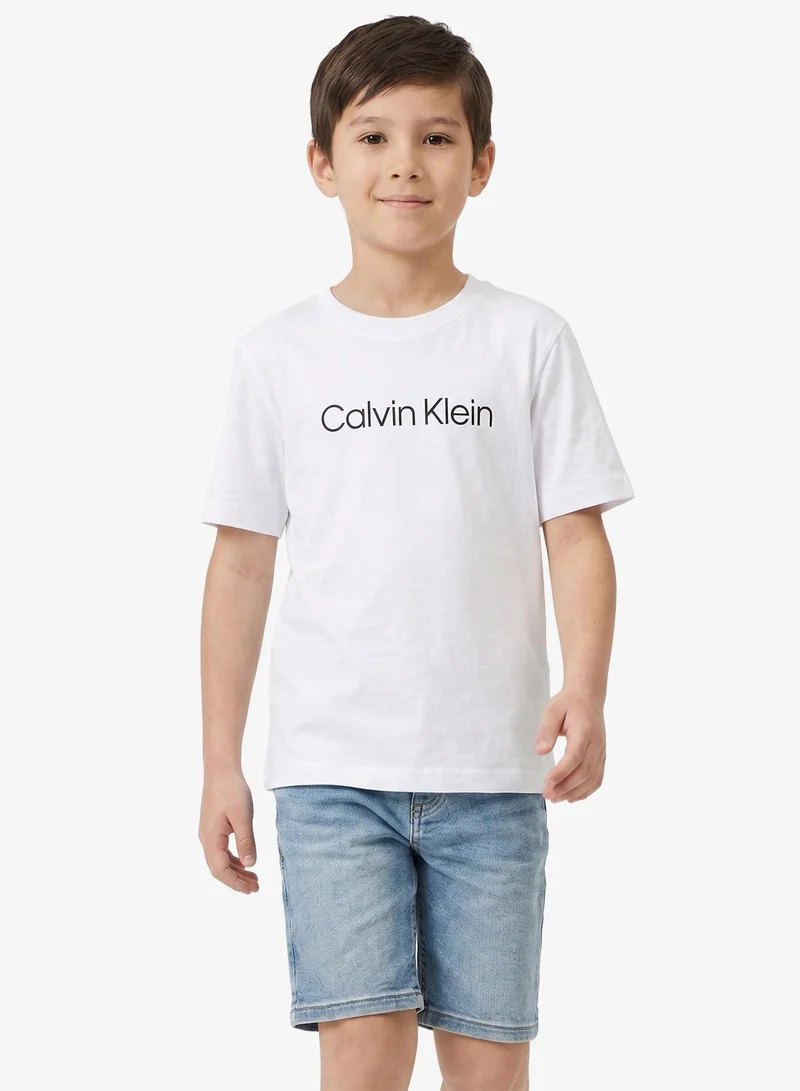 Calvin Klein Jeans Brightwhite/Pvhblack 2-Pack Logo Crew Neck T-Shirts for Men | Best Price UAE