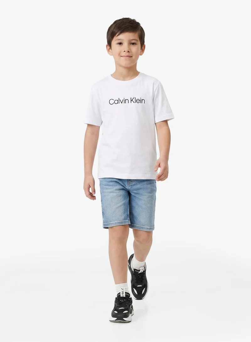 Calvin Klein Jeans Brightwhite/Pvhblack 2-Pack Logo Crew Neck T-Shirts for Men | Best Price UAE