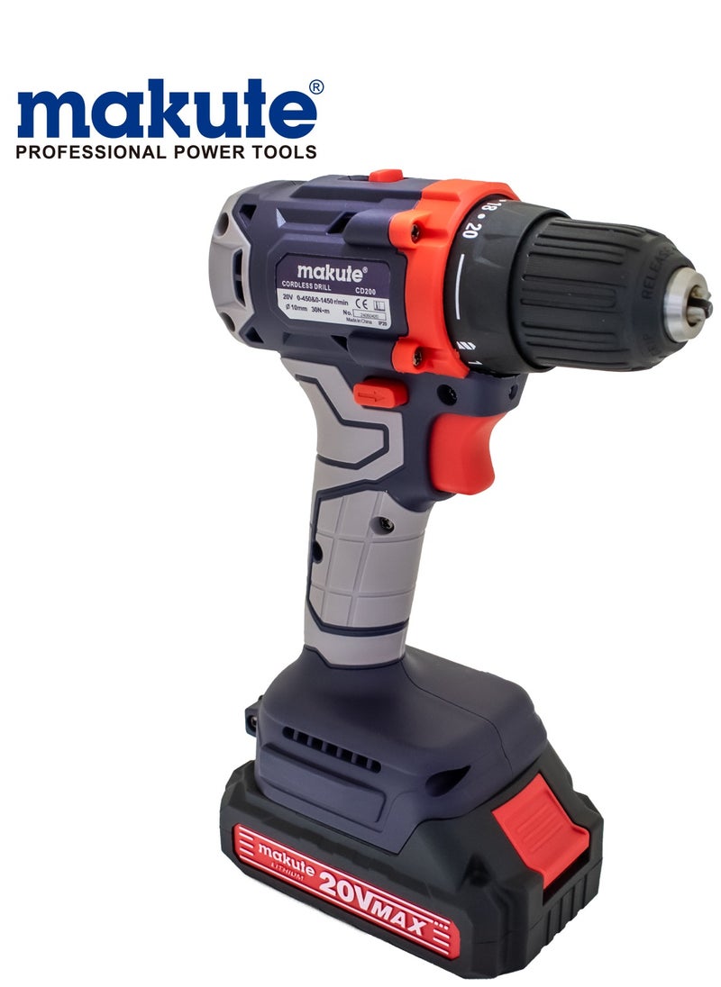 makute 10mm Drill with 2 batteries 20V, 50Nm, Brushless Motor, Quality Certificate: ISO9001  - Image 1