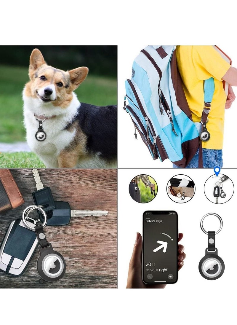 Generic Airtag Case with Key Ring, Full-Body Shockproof AirTags Holder with Keychain, Waterproof Anti-Scratch Rugged Protective Cover for Apple Air Tag for Pet Collars, Wallet, Keys (Black)  - Image 4