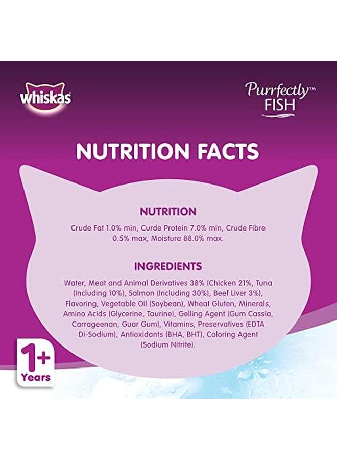 ويسكاس طعام رطب للقطط بسمك التونة والسلمون من بورفكتلي للقطط البالغة، كيس ذو نكهة قفل مصنوع للحفاظ على النضارة، مصنوع من الأسماك الحقيقية لتغذية كاملة ومتوازنة، 85 جرام - Image 4