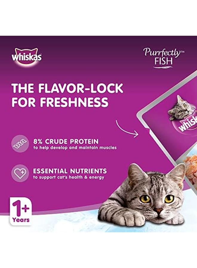 ويسكاس طعام رطب للقطط بسمك التونة والسلمون من بورفكتلي للقطط البالغة، كيس ذو نكهة قفل مصنوع للحفاظ على النضارة، مصنوع من الأسماك الحقيقية لتغذية كاملة ومتوازنة، 85 جرام - Image 3