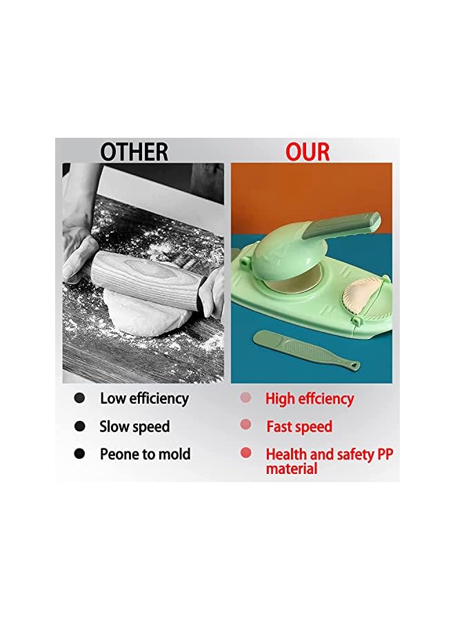 PROMASS Maker - Kitchen Gadgets Dumpling Press Skin Maker Kit,2 in 1 Artifact DIY Manual Dumpling Set,The Ultimate Kitchen Tool for Dumpling Lovers (Green) - Image 4