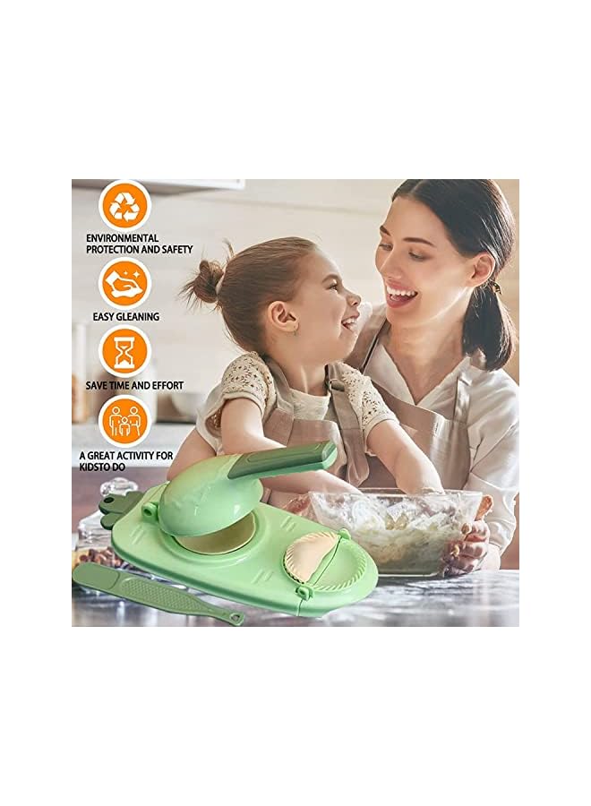 PROMASS Maker - Kitchen Gadgets Dumpling Press Skin Maker Kit,2 in 1 Artifact DIY Manual Dumpling Set,The Ultimate Kitchen Tool for Dumpling Lovers (Green) - Image 2