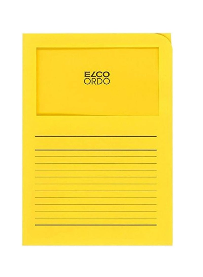 ELCO Ordo Classico 220x310 mm 120GSM Paper Folder with Printing and 180x100 mm Window (Box of 100) - Bright Yellow - Image 1