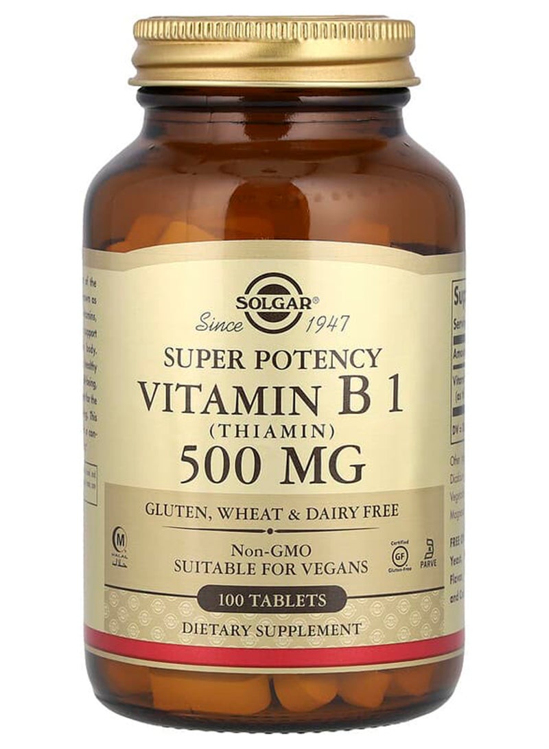 Solgar Vitamin B1, 500 mg, 100 Tablets - Image 1