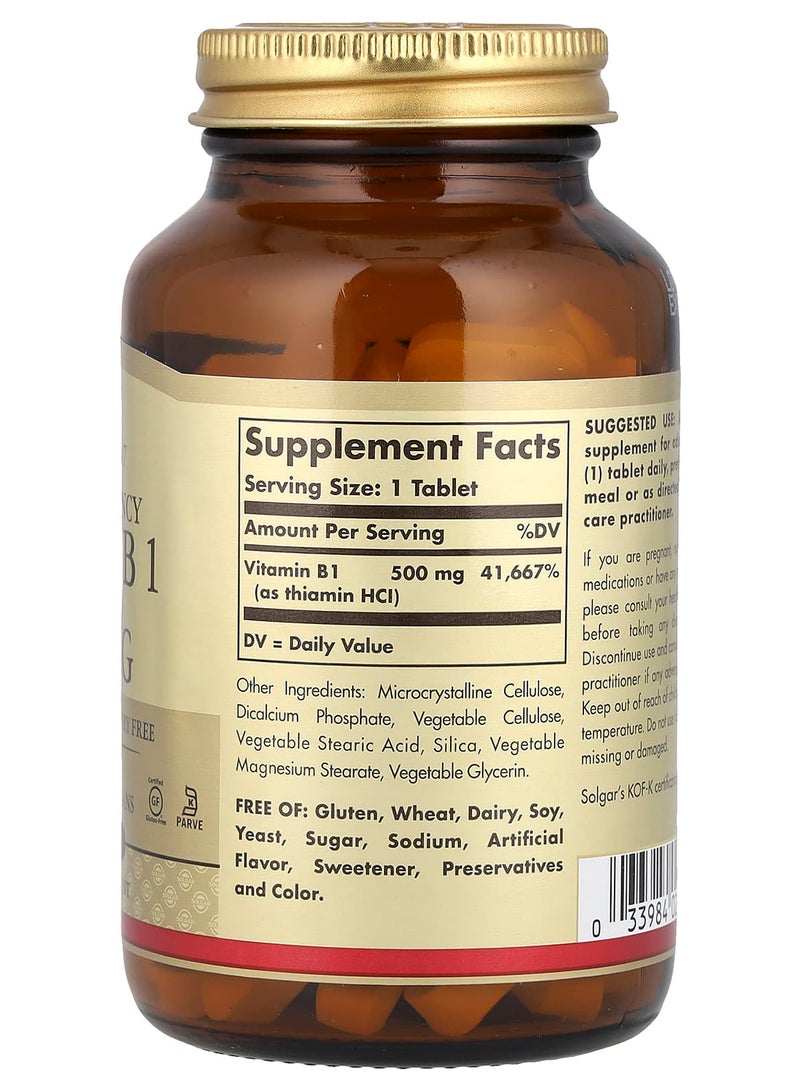 Solgar Vitamin B1, 500 mg, 100 Tablets - Image 2