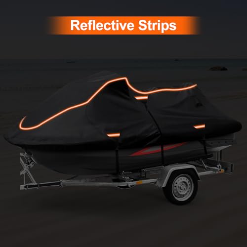 BIGACOVER Jet Ski Cover Fits from 115"-120" 1 or 3 Seater, 300D Duty Oxford PU Waterproof UV Proof Trailerable Jet Ski Covers, Universal Fit Compatible with Yamaha SeaDoo and Models - Image 5