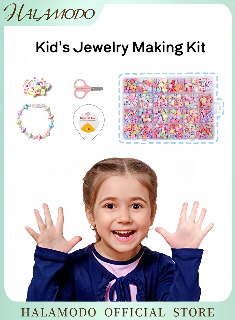 HALAMODO Kid's Jewelry Making Kit DIY Beads Kit 24 Style Fun Beads Girls Art Craft Bracelets Necklace Hairband Rings Toy Jewelry Accessories Birthday Gift - Image 1