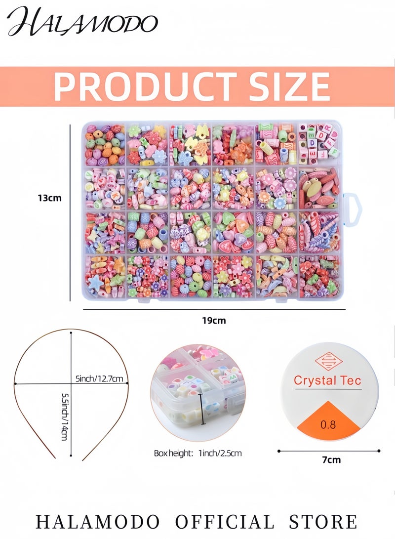 HALAMODO Kid's Jewelry Making Kit DIY Beads Kit 24 Style Fun Beads Girls Art Craft Bracelets Necklace Hairband Rings Toy Jewelry Accessories Birthday Gift - Image 3