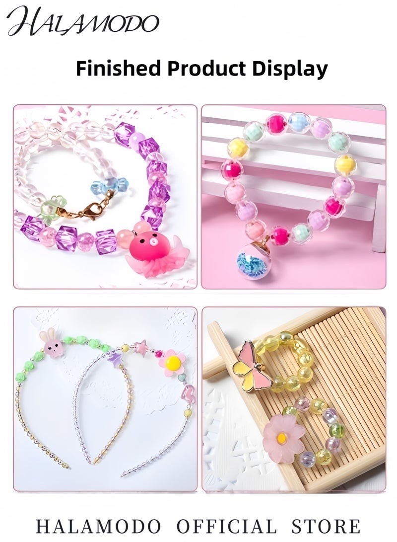 HALAMODO Kid's Jewelry Making Kit DIY Beads Kit 24 Style Fun Beads Girls Art Craft Bracelets Necklace Hairband Rings Toy Jewelry Accessories Birthday Gift - Image 4