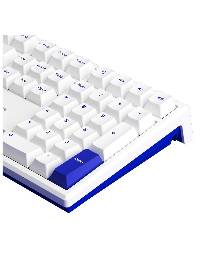 AKKO AKKO MonsGeek MG108B Blue on White Multi-Mode Wireless Keyboard - TTC Golden Blue  - Image 4