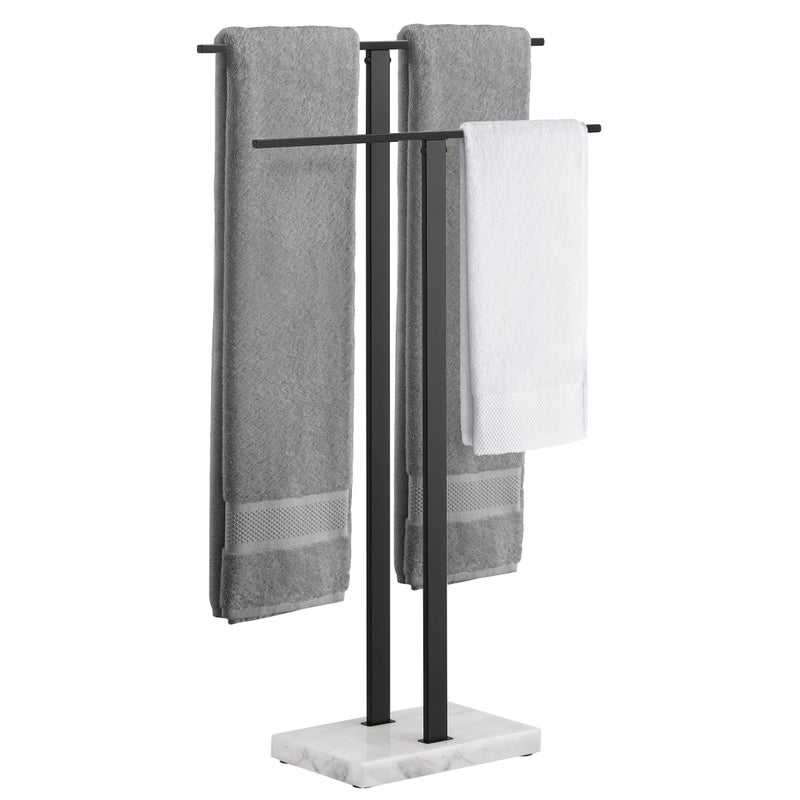 Kes KES Standing Towel Rack 2Tier Towel Racks for Bathroom Freestanding with Marble Base Upgrade Steady Design SUS304 Stainless Steel Matte Black BTH217BK 