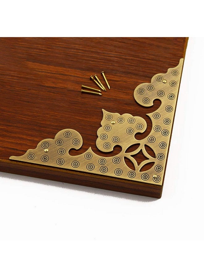 Tiazza 4Pcs Large Size Antique Brass Hollow Pattern Corner Protectors Vintage Hardware Desk Edge Wooden Jewelry Gift Box Corner Guard - Image 3