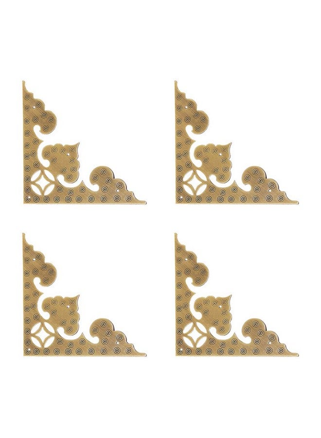 Tiazza 4Pcs Large Size Antique Brass Hollow Pattern Corner Protectors Vintage Hardware Desk Edge Wooden Jewelry Gift Box Corner Guard - Image 1