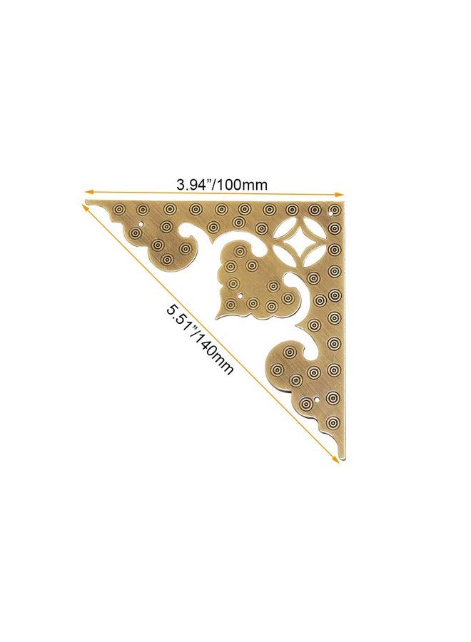 Tiazza 4Pcs Large Size Antique Brass Hollow Pattern Corner Protectors Vintage Hardware Desk Edge Wooden Jewelry Gift Box Corner Guard - Image 2
