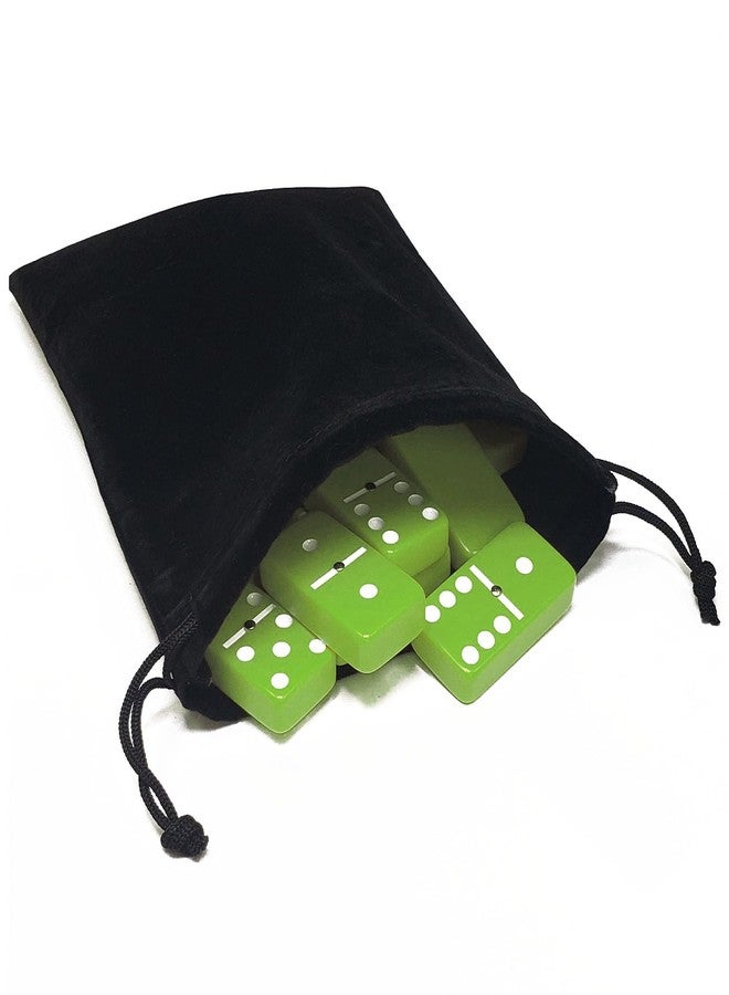 Marion Domino Double 6 Lime Green Acrylic Jumbo Tournament Professional Size in Elegant Black Velvet Bag - Image 1