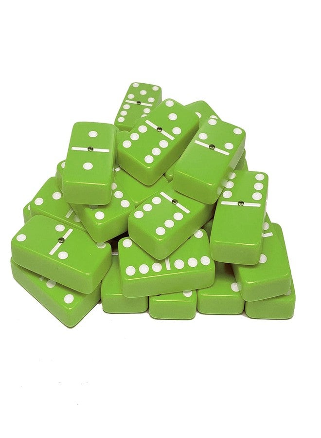 Marion Domino Double 6 Lime Green Acrylic Jumbo Tournament Professional Size in Elegant Black Velvet Bag - Image 2