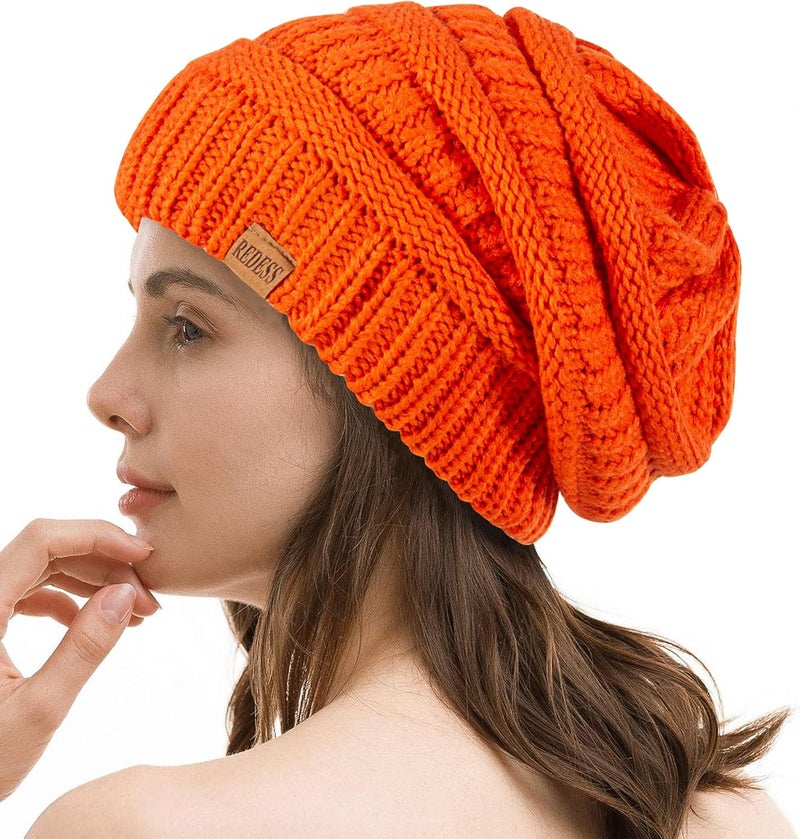 REDESS Slouchy Beanie Hat for Men and Women Winter Warm Chunky Soft Oversized Cable Knit Cap - Image 1