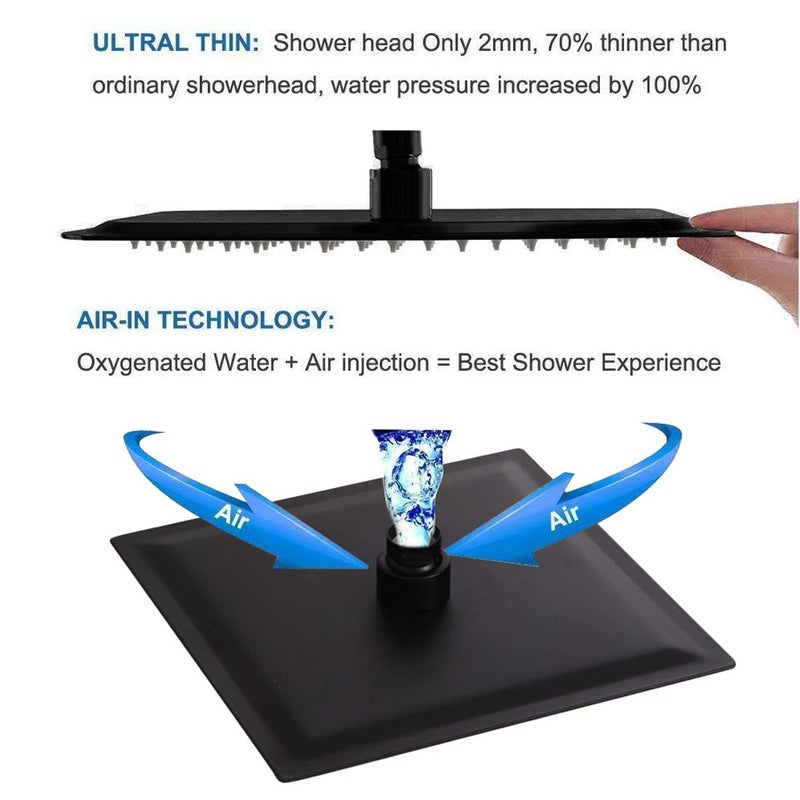 POP SANITARYWARE Matte Black Shower Faucet Set, Bathroom Rainfall Shower System with Stainless Steel Metal Showerhead, Single Function Shower Trim Kit with Rough-in Valve - Image 4