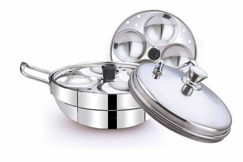 AadiVeer Stainless Steel idli Cooker Idli Maker Idli Pot Multi Kadai Idli Cooker Wth 2 Idli Plates 8 idlies High Polished - Image 1