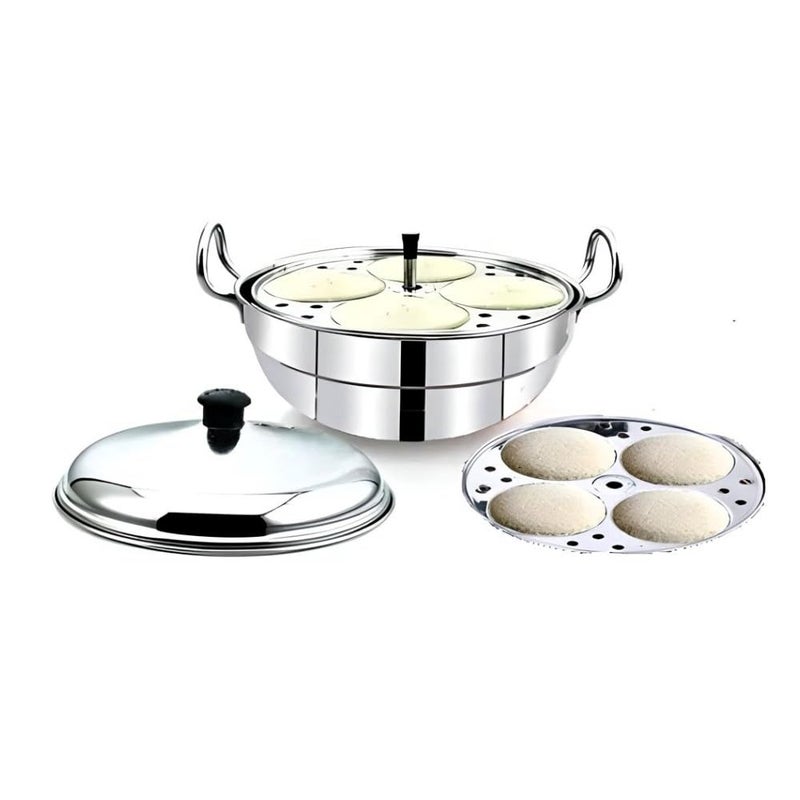 AadiVeer Stainless Steel idli Cooker Idli Maker Idli Pot Multi Kadai Idli Cooker Wth 2 Idli Plates 8 idlies High Polished - Image 4