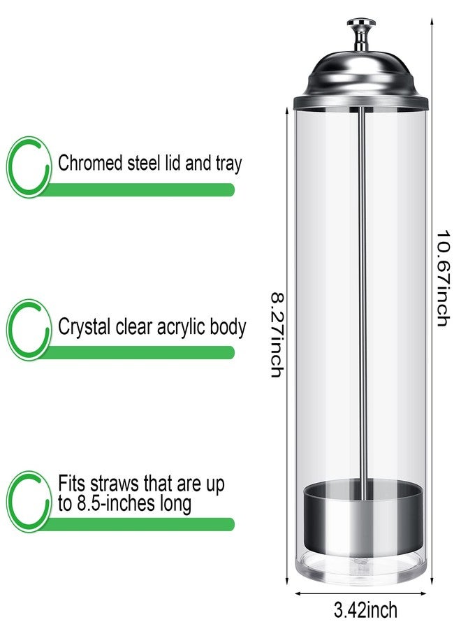 باتيلاي موزع شفاطات بلاستيكية شفافة من باتيليه مقاس 10.6 بوصة وحاوية تنظيم شفاطات الشرب تحتوي على 100 قطعة مع غطاء من الفولاذ المقاوم للصدأ وحامل شرب شفاف (كلاسيكي، نيون) - Image 2