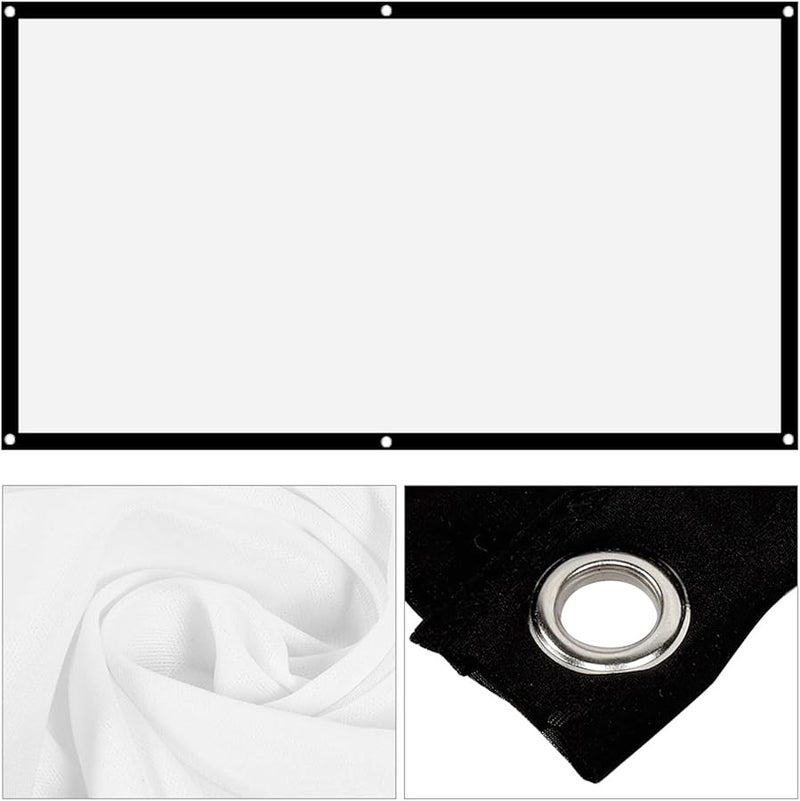 LUCKDANO Portable Projector Screen White Polyester Non Crease Lightweight For Outdoor Movie Camping - Image 3