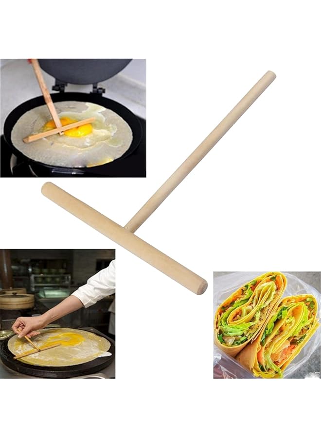 co arma Baaqii T Shape Crepe Maker Pancake Batter Wooden Spreader Stick Kitchen Tool Diy (2 Pack) - Image 2