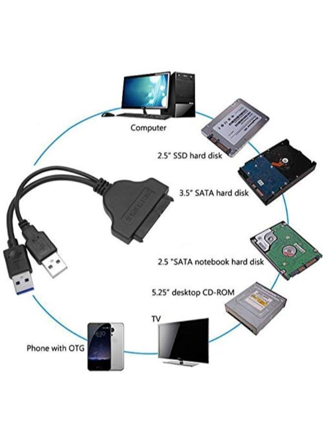NIBEMINENT USB to SATA Adapter Converter Cable for Computers Black - Image 3