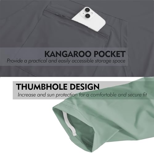 Riverruns UPF 50+ Sun Protection Hoodie Shirt Rash Guard Long Sleeve Shirt Kangaroo Pocket Thumbhole Hooded Ice-Cool Quick Dry Shirts Fishing Running Hiking Shirts - Image 5