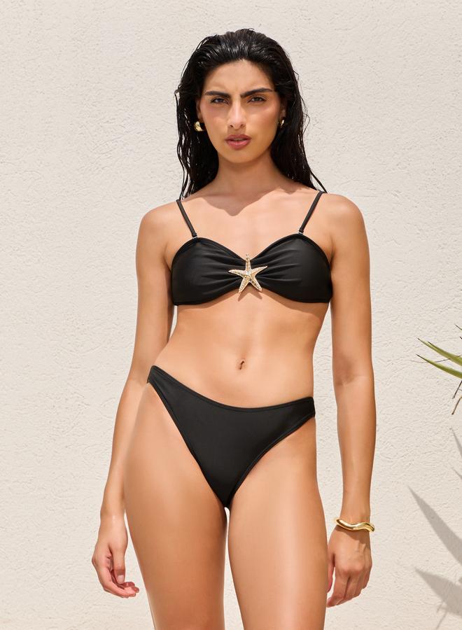 Styli Pack of 3 - Star Fish Metal Trim Tie Back Padded Bikini, Brief and Wrap Skirt - Image 2