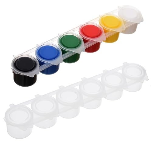 SpiderJuice 2Pc 20ml Refillable Plastic Clear Mini Artist Empty Paint Pots Strips Pods with Lid Tiny Watercolor Storage Box Small Color Containers Jars - Image 1