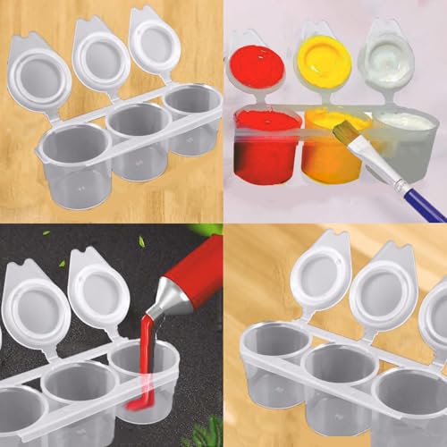SpiderJuice 2Pc 20ml Refillable Plastic Clear Mini Artist Empty Paint Pots Strips Pods with Lid Tiny Watercolor Storage Box Small Color Containers Jars - Image 4