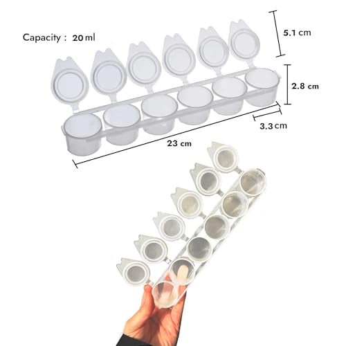 SpiderJuice 2Pc 20ml Refillable Plastic Clear Mini Artist Empty Paint Pots Strips Pods with Lid Tiny Watercolor Storage Box Small Color Containers Jars - Image 3
