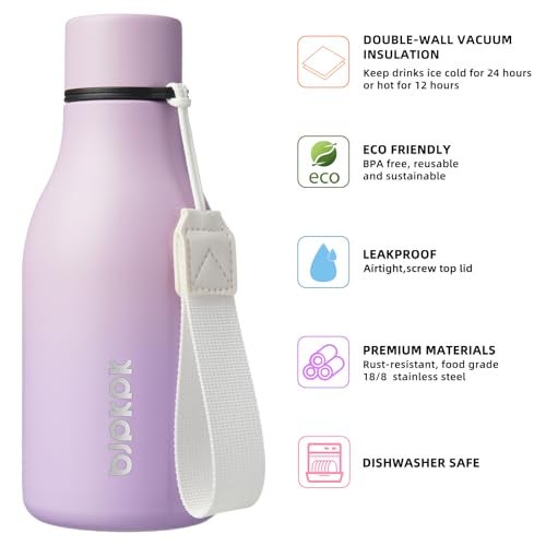 BJPKPK Insulated Water Bottles 12oz Stainless Steel Metal Water Bottle with Strap BPA Free Leak Proof Jugs Mugs Flasks Reusable Thermal Flasks for Sports Travel Dreamy Purple - Image 3