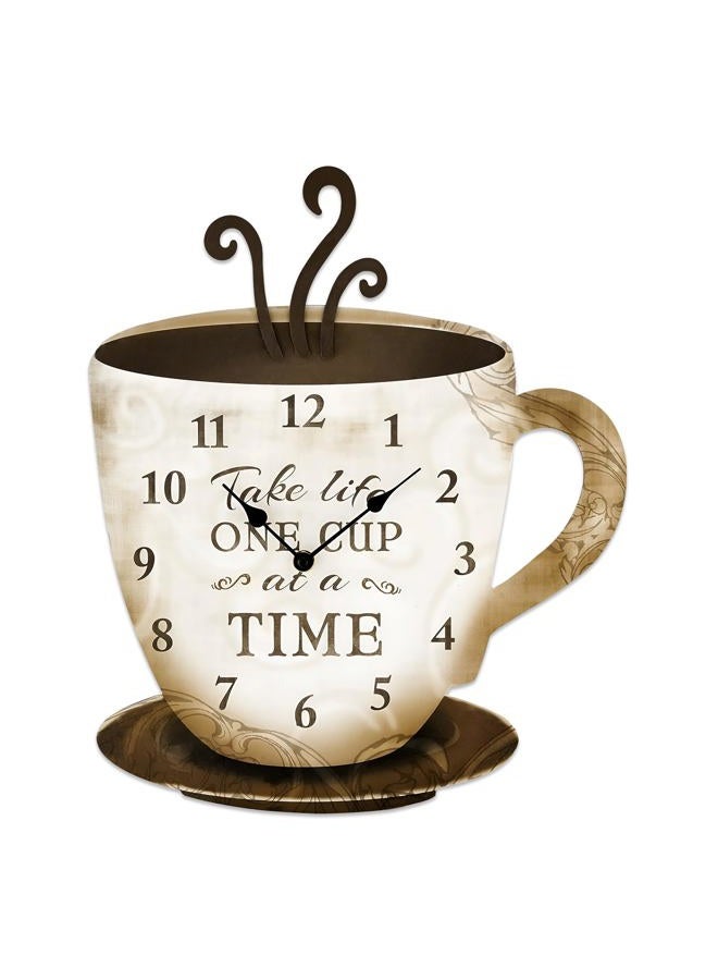 Young's Inc Young's Wood Take Life Coffee Wall Clock, 13.75",14098,Brown - Image 1