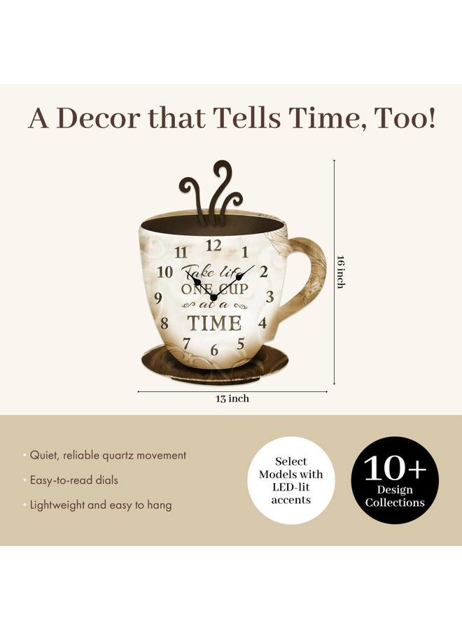 Young's Inc Young's Wood Take Life Coffee Wall Clock, 13.75",14098,Brown - Image 3