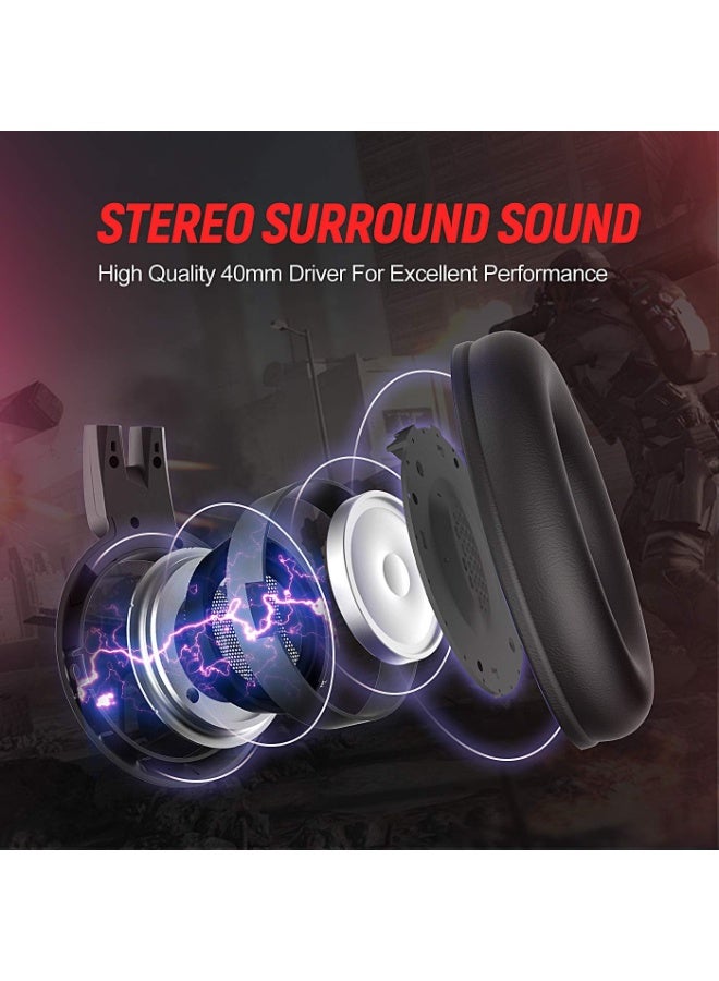 Somic GS301 Gaming Headset for Xbox one PS5, Somic Over Head Headphone with LED light Noise Cancelling Mic, for Switch, PC, PS4, 3.5mm Plug Red - Image 5