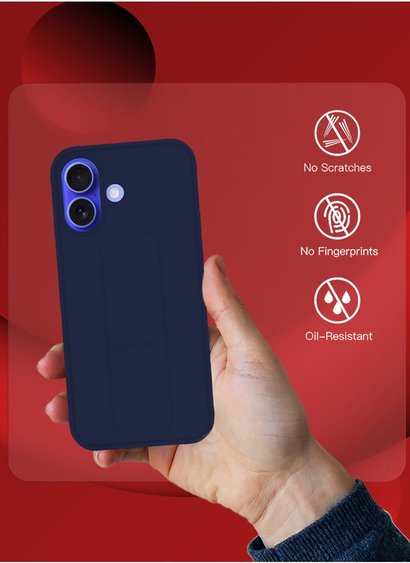 CATANES - (for Apple iPhone 16) 3Packs (1Case, 2Screen Protectors), Case Premium PU Leather Back Cover with Stand Function Shockproof and Anti Scratch Finger Grip Case Cover / Dark Blue - Image 1