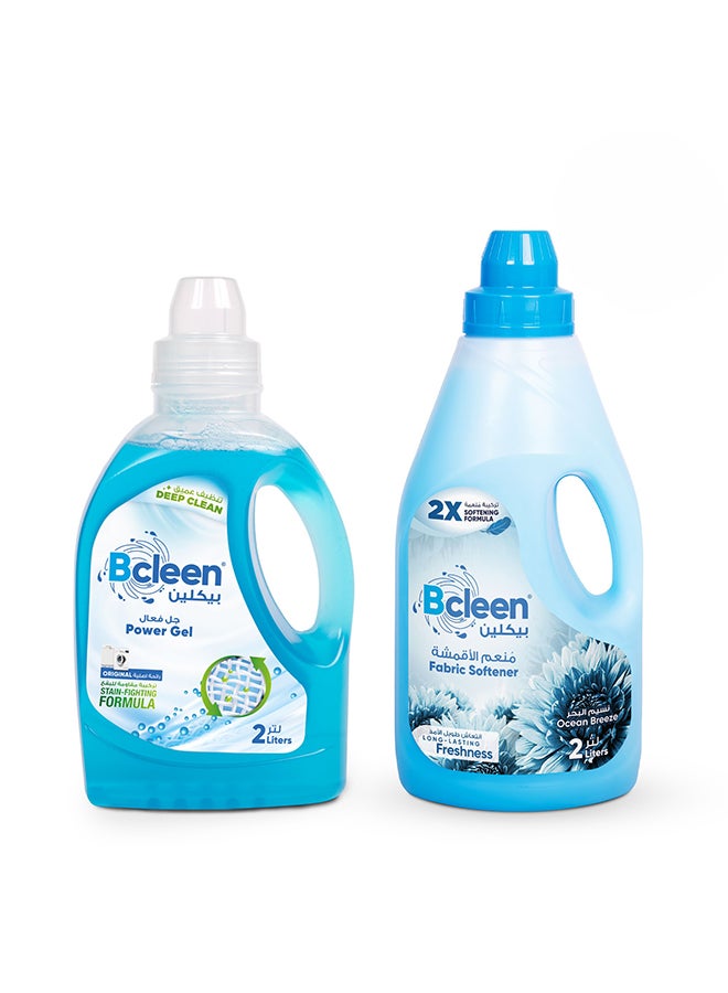 Bcleen Liquid Laundry Detergent 2L & Fabric Softener Ocean Breeze Scent 2L - (OFFER PACK 2L X 2) - Image 1
