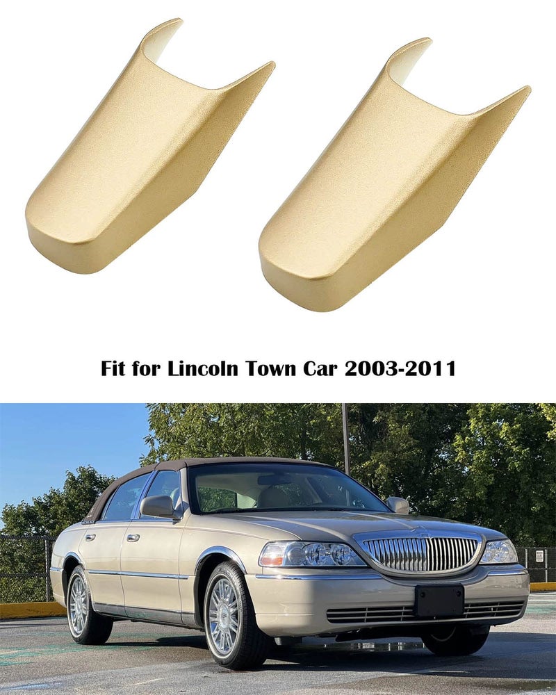 Tavaski Door Pull Strap End Caps Fit for Lincoln Town Car 4.6L V8 2003-2011 Replace 3W1Z-5422670-AAC, Interior Door Handle Trim Light Gold 2 Door Set - Image 3