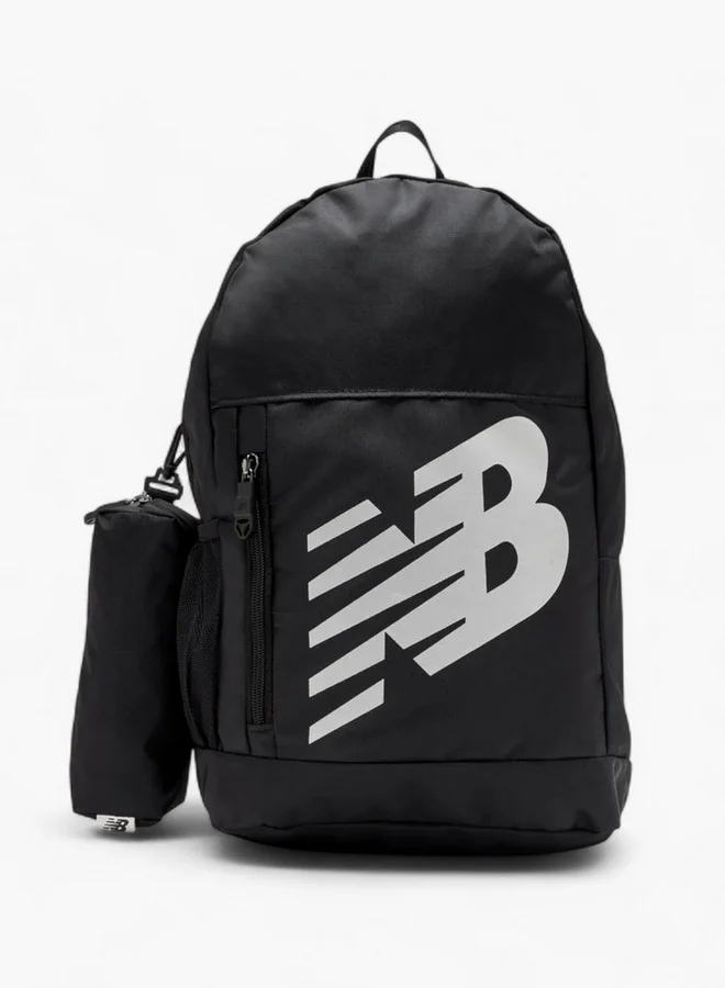 New Balance Logo Print Backpack with Lunch Bag and Pencil Pouch - 14x28x43 cm