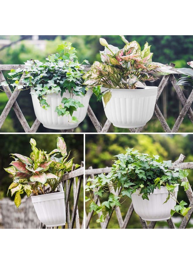 ORIMERC 2 Pack Resin Wall Hanging Planter Pots Vertical Garden Living Wall Mount Window Hang Box Container Indoor Outdoor for Plants Flowers Kitchen Herbs Holder with Drainage Water Reservoir Decor White - Image 5