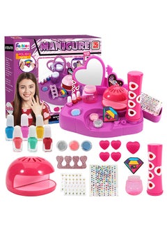 spa luxetique Nail Polish Kit Girls Ages 6 - 12, Kids Nail Art Salon Set with Nail Dryer, Peelable Glitter Nail Polish, Nail Art Studio Makeup, Manicures Spa Decoration, Birthday Party Gifts Girls  - Image 1