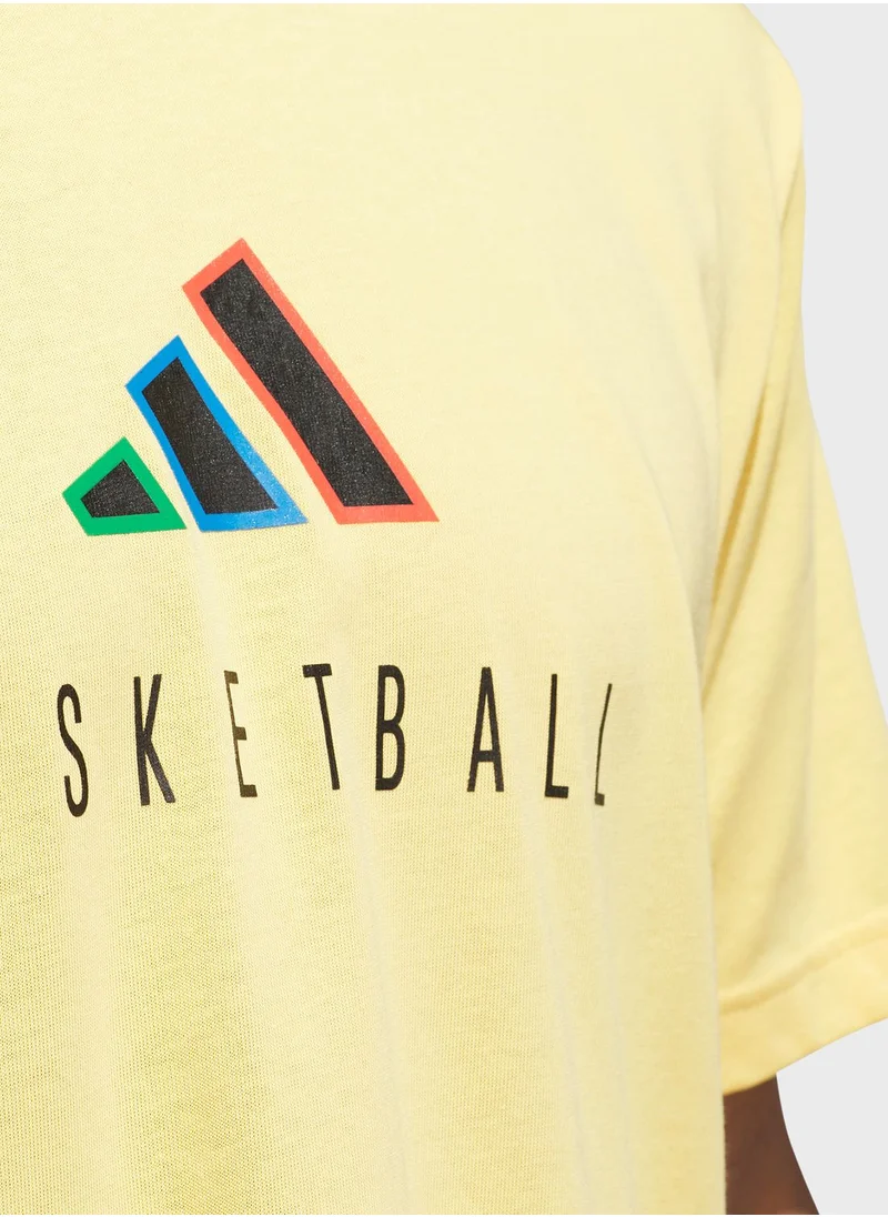 Adidas Worldwide Hoop Logo Graphic T-Shirt