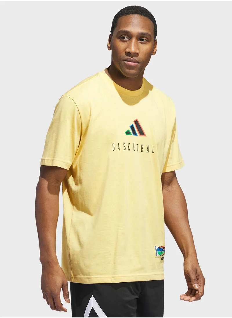 Adidas Worldwide Hoop Logo Graphic T-Shirt